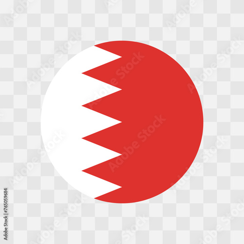 Bahrain flag - circle vector flag isolated on checkerboard transparent background