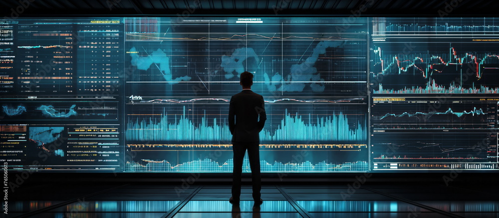 Futuristic Stock financial forex trader, charts, blurred background, business trade chart graph, trade analysis