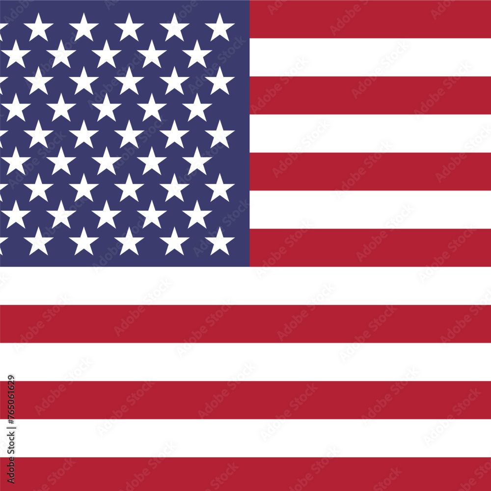 United States of America flag - solid flat vector square with sharp corners. United States of America flag - solid flat vector square with sharp corners.