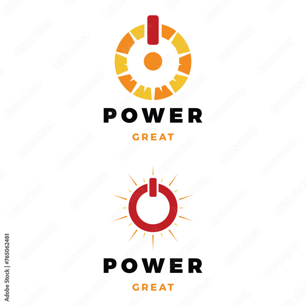 Set of Power Button Sun Icon Logo Design Template