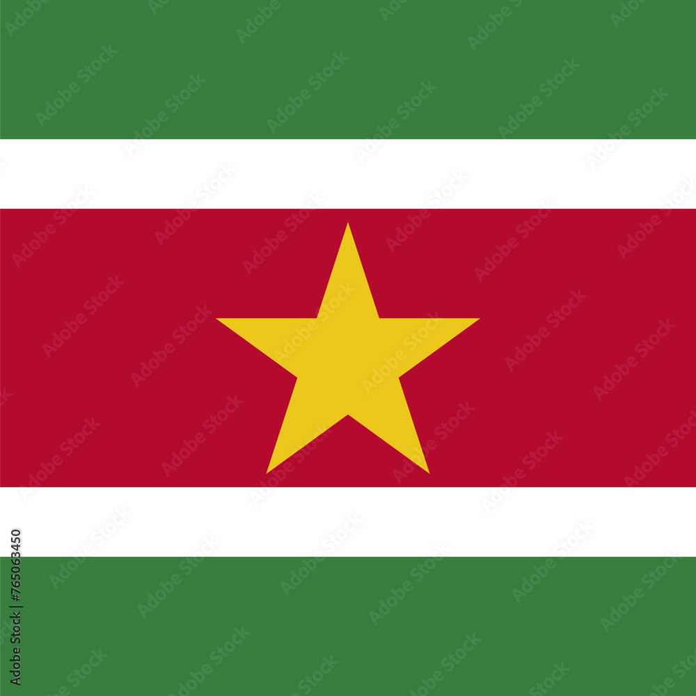 Suriname flag - solid flat vector square with sharp corners. Suriname flag - solid flat vector square with sharp corners.