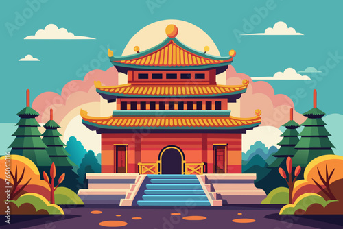 chinese temple vector illustration 