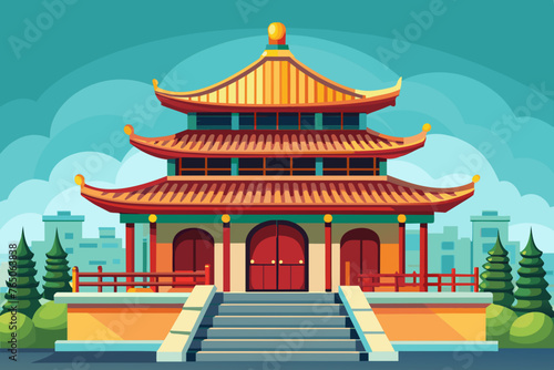 chinese temple vector illustration 