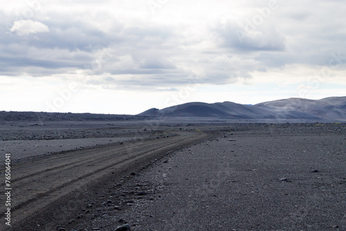 Dirt road along central highlands of Iceland.