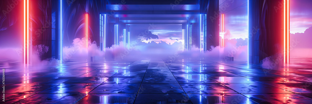 A Glimpse into the Future: A Corridor Illuminated by the Science of Tomorrow, Where Neon Dreams are Forged A Glimpse into the Future: A Corridor Illuminated by the Science of Tomorrow, Where Neon Dreams are Forged