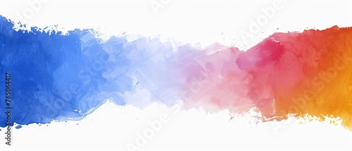  An image of a white canvas with a blue, red, and orange paint splatter on the left side