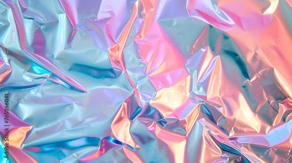 Fototapeta premium Gradient Abstract. Holographic Rainbow Foil with Light Metal Pastel Pattern. Iridescent Foil Effect Texture. Abstract background with waves