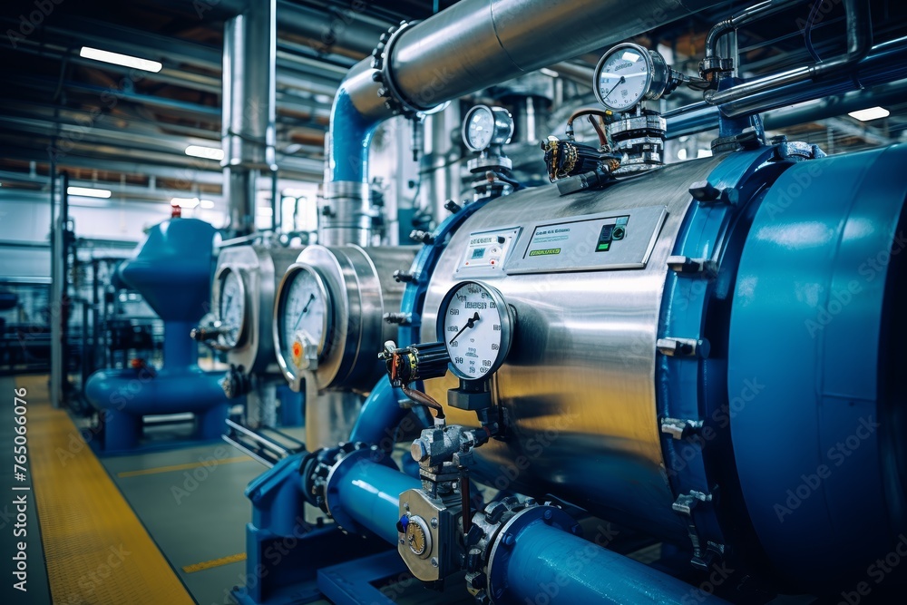 Obraz premium The Central Role of a Large Pressure Vessel in the Complex Machinery of a Modern Manufacturing Plant