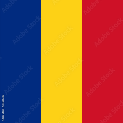 Romania flag - solid flat vector square with sharp corners.