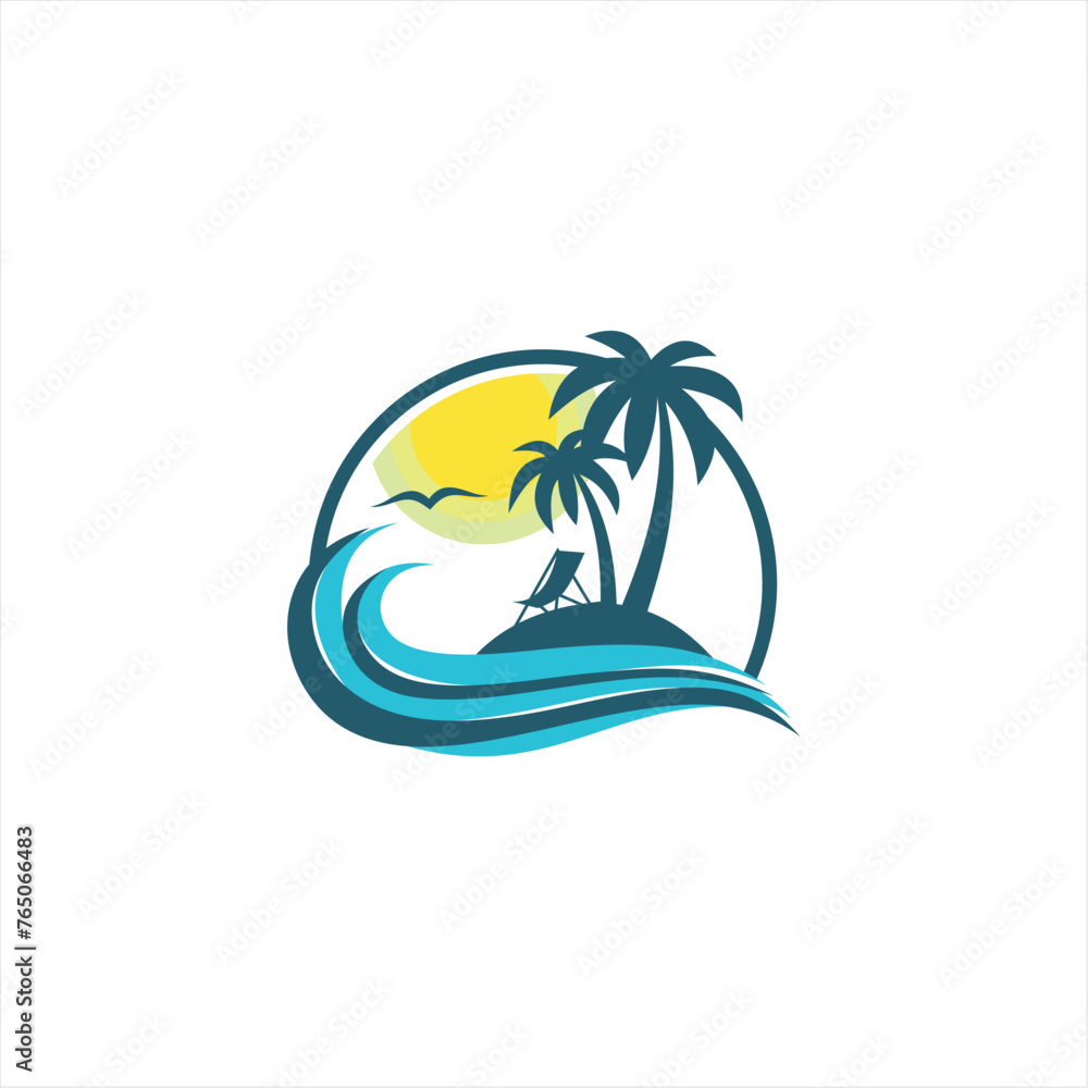Beach Logo and Summer logo template vector illustration,