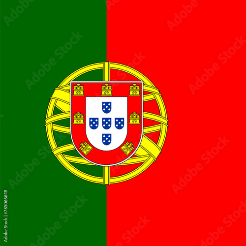 Portugal flag - solid flat vector square with sharp corners.