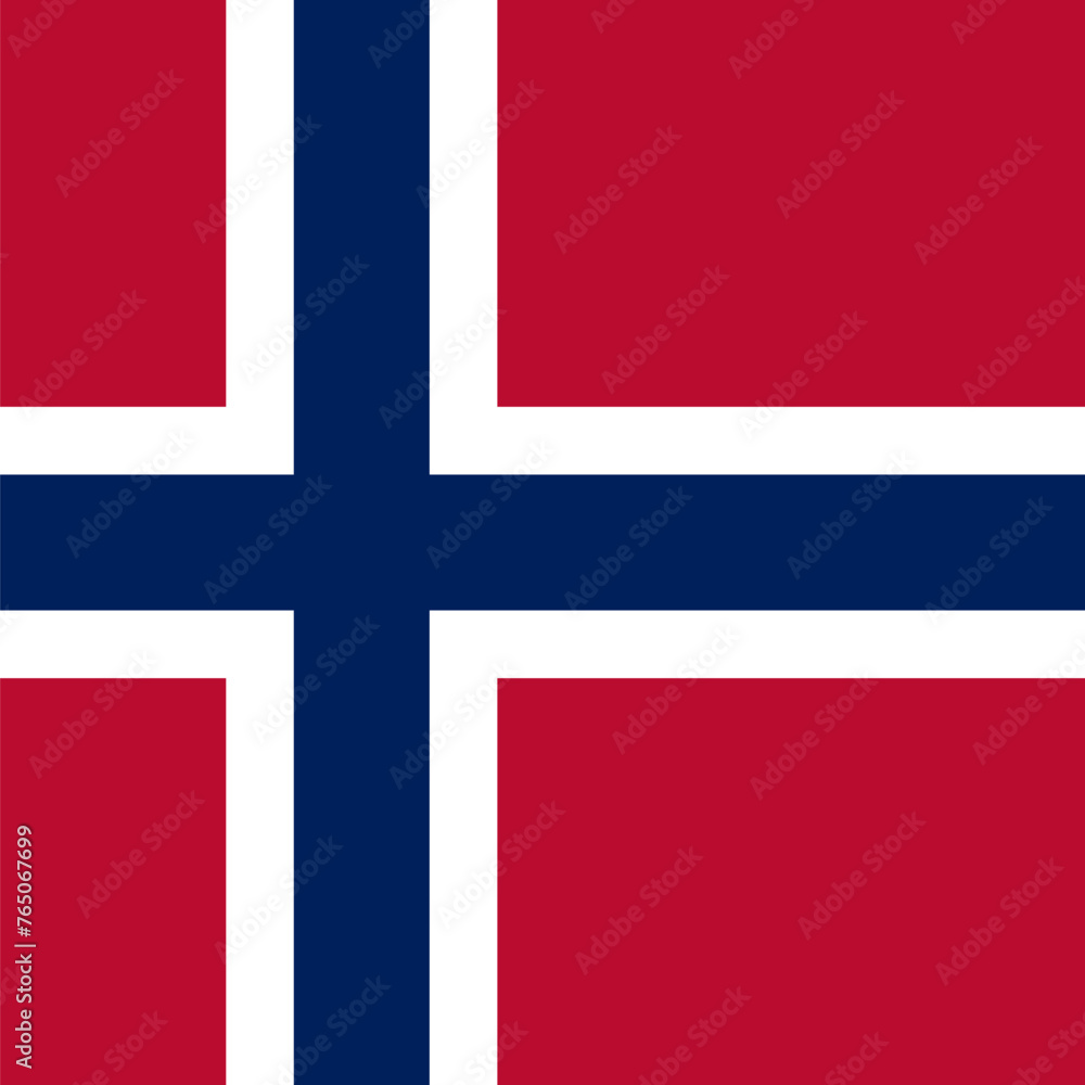 Obraz premium Norway flag - solid flat vector square with sharp corners.