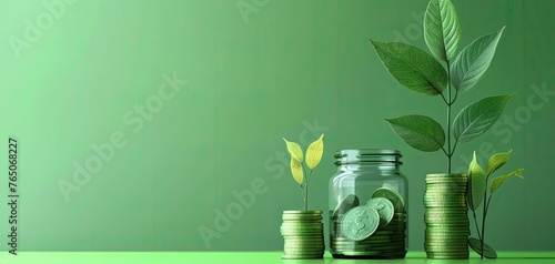 Innovative green financing models promoting sustainable projects, solid color background