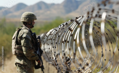 Border Sentinel: Vigilance Amid Razor Wire