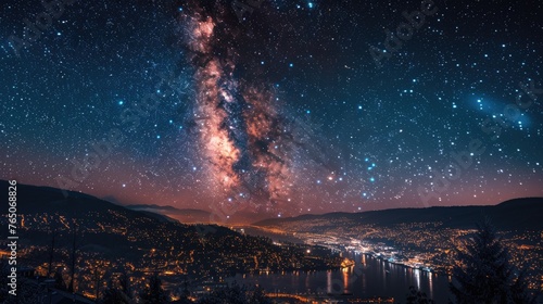 A captivating snapshot of a city s night sky  dramatically clearer due to reduced light pollution  showcasing the beauty of the stars and the importance of preserving dark skies