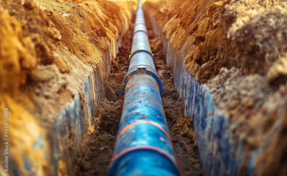 Underground water pipeline installation. Urban Water Infrastructure Development. Underground water pipeline installation. Urban Water Infrastructure Development.