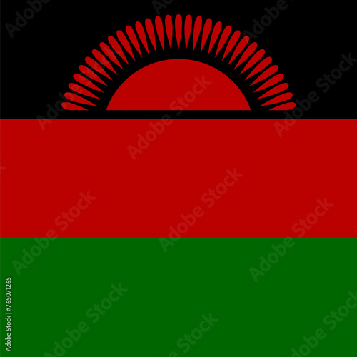 Malawi flag - solid flat vector square with sharp corners. photo