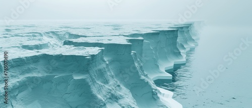  A big fissure on a frozen edge overlooking a broad sea