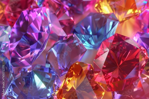 Gemstone Extravaganza Colorful Shiny Gems Background, Luxury Jewelry Stones Digital Illustration