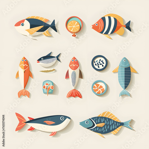 Icon set for menus for different restaurants photo