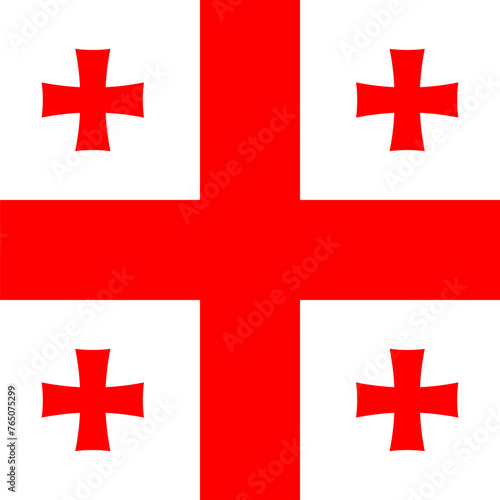 Georgia flag - solid flat vector square with sharp corners.
