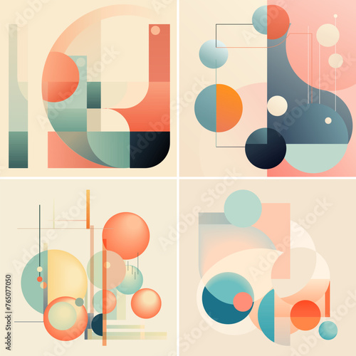 Abstract geometric illustration style simple shapes and curves