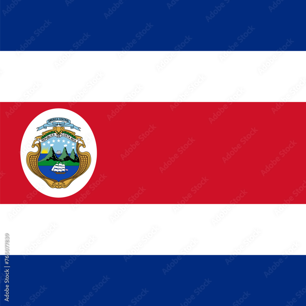 Costa Rica flag - solid flat vector square with sharp corners.