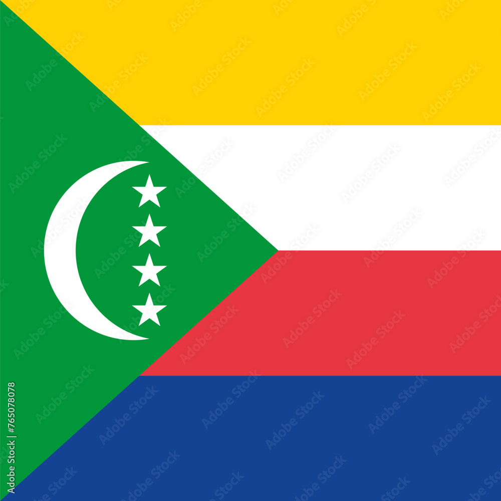 Comoros flag - solid flat vector square with sharp corners. Comoros flag - solid flat vector square with sharp corners.