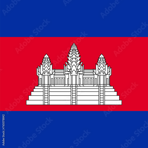 Cambodia flag - solid flat vector square with sharp corners. photo