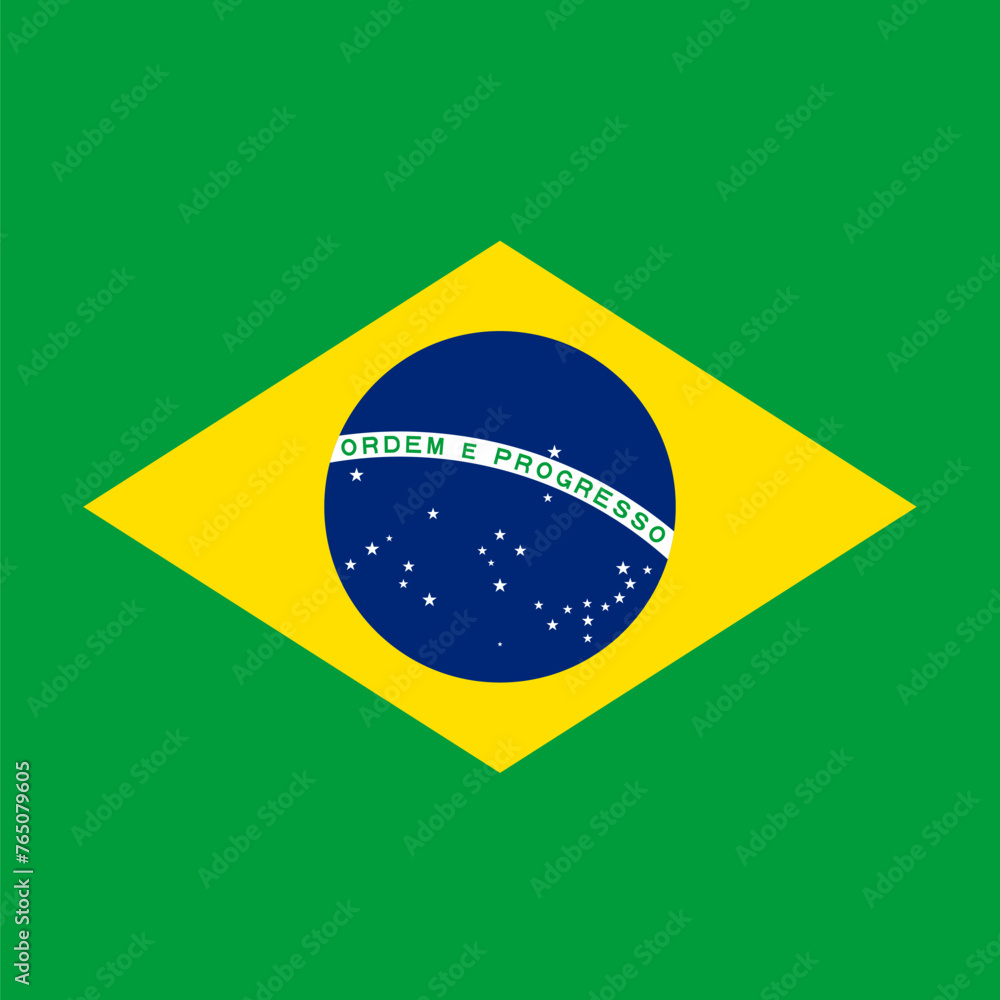 Fototapeta premium Brazil flag - solid flat vector square with sharp corners.