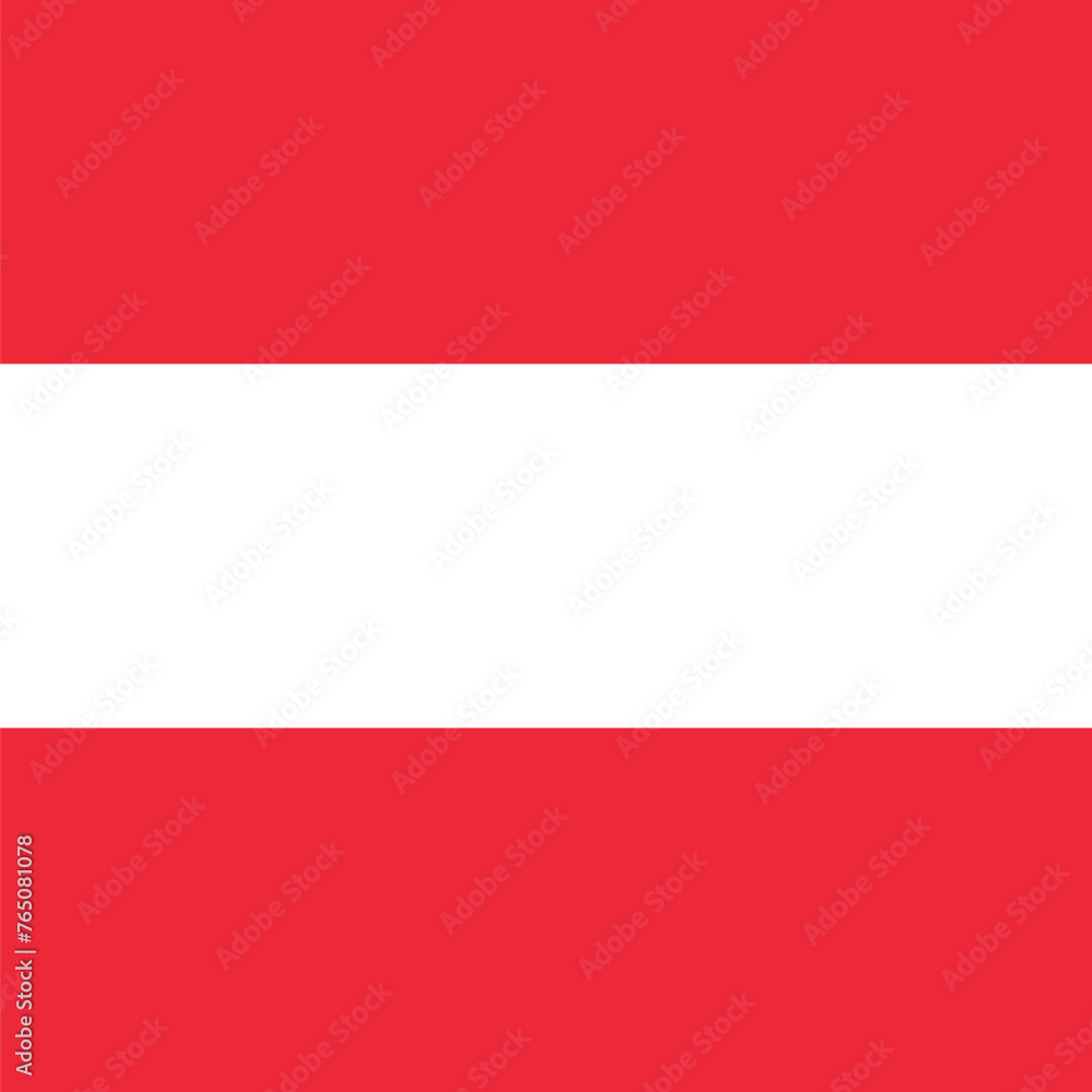 Austria flag - solid flat vector square with sharp corners.