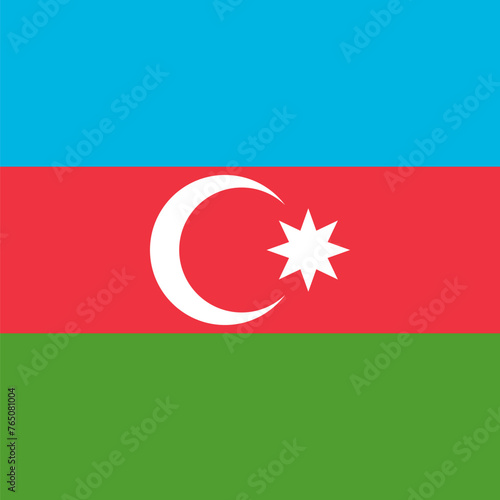 Azerbaijan flag - solid flat vector square with sharp corners. photo