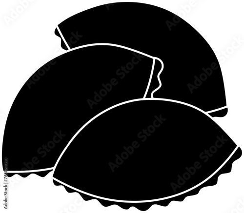 bread illustration bakery silhouette snack logo pastry icon meat outline traditional food cuisine homemade stuffed meal lunch fried empanada shape delicious baked empanadas for vector graphic