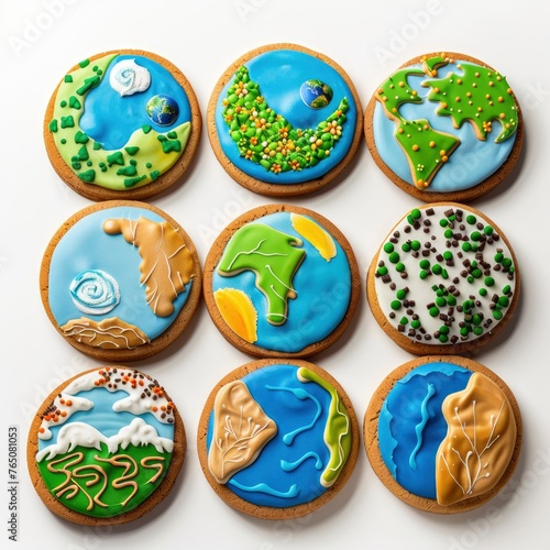 Earth Day cookies isolated on white background