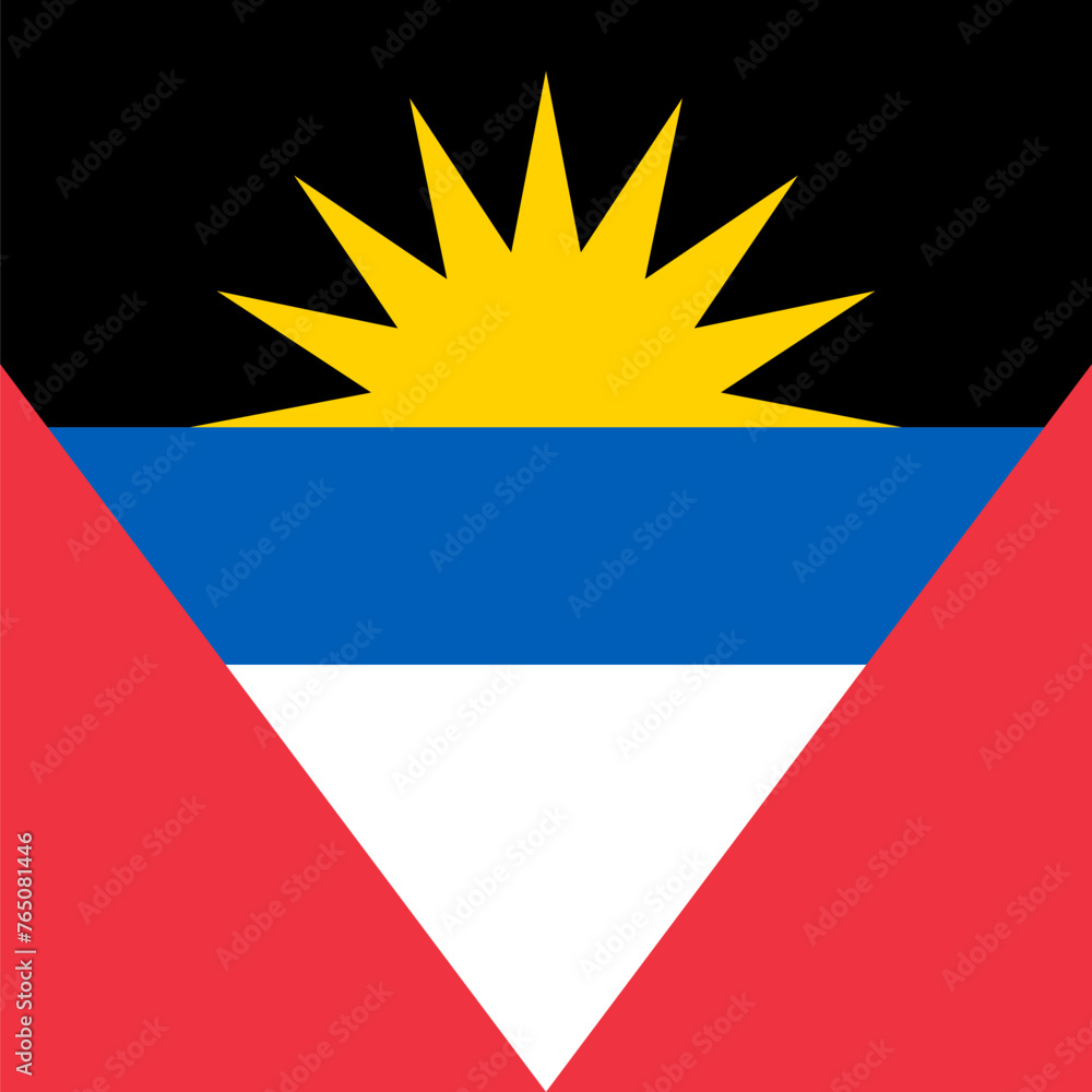 Fototapeta premium Antigua and Barbuda flag - solid flat vector square with sharp corners.