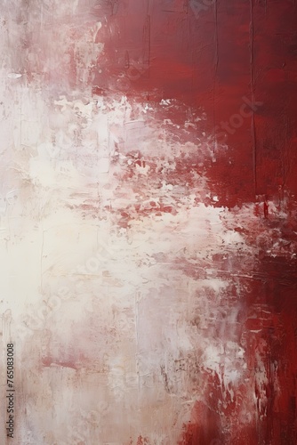 Maroon and white painting with abstract wave patterns