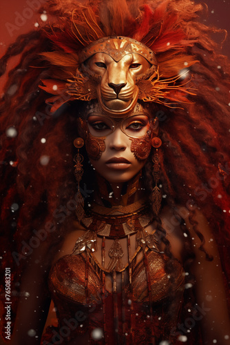 Leo zodiac, lion, card © Preeyada