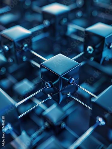 the cubes are connected to each other in a network, in the style of soft and rounded forms, daz3d, matte photo, illusion of threedimensionality, creative commons attribution, organic biomorphic forms