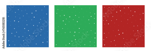 White or plus symbols of different sizes and opacity on red, green and blue background. Set of abstract patterns of medical cross or mathematical plus pictogram. Vector illustration
