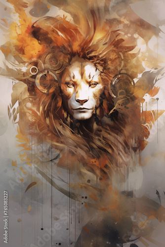 Leo zodiac, lion, card