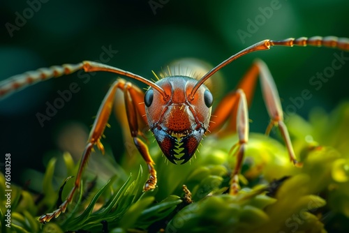 Industrious Strong ant on tree. Natural insect. Generate Ai © anatolir