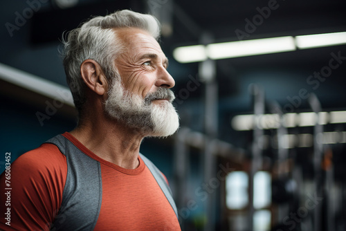 Mature people woman man practicing in spacious gym space active healthy way of life Generative AI picture © deagreez