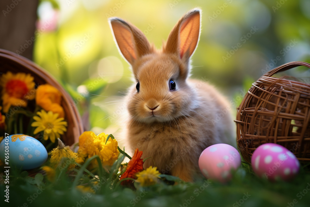Funny Easter themed Generative AI illustration eggs bunny dinner celebration party nature atmosphere Funny Easter themed Generative AI illustration eggs bunny dinner celebration party nature atmosphere