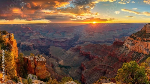 Explore nature s masterpiece. Our image captures the splendor of the Grand Canyon with its mighty canyons and vibrant sunsets  with nearby hotels and campgrounds for convenience