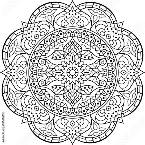 Mandala. Ethnic round ornament for Henna, tattoos, decorations.
Coloring book page. Vector illustration.