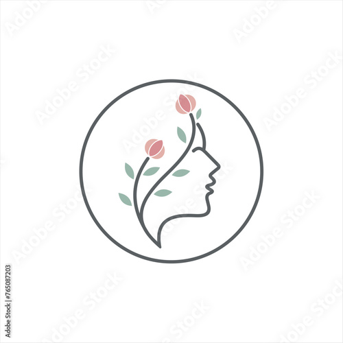 Woman face logo design vector illustration, Girl silhouette for cosmetics, beauty, salon, health and spa