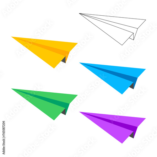 Free Download Colored paper airplanes. Set of origami planes. - GFXLoad