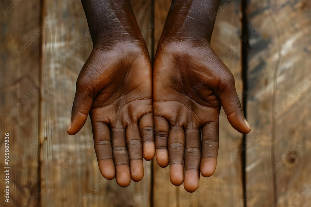 Fototapeta premium Supporting Refugees Affected by War, Famine, and Social Issues on World Humanitarian Day, August . Concept World Humanitarian Day, Refugee Support, War Victims, Famine Relief, Social Issues Aid