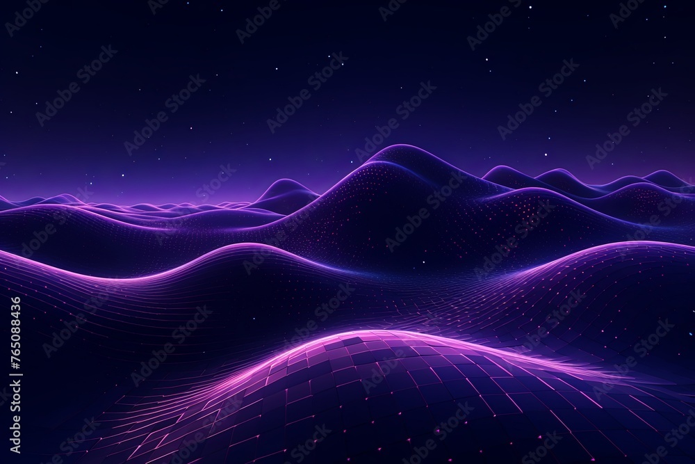 Mauve and purple waves background, in the style of technological art - obrazy, fototapety, plakaty 