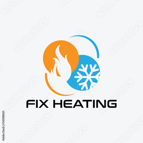cooling and heating plumbing system logo design vector
